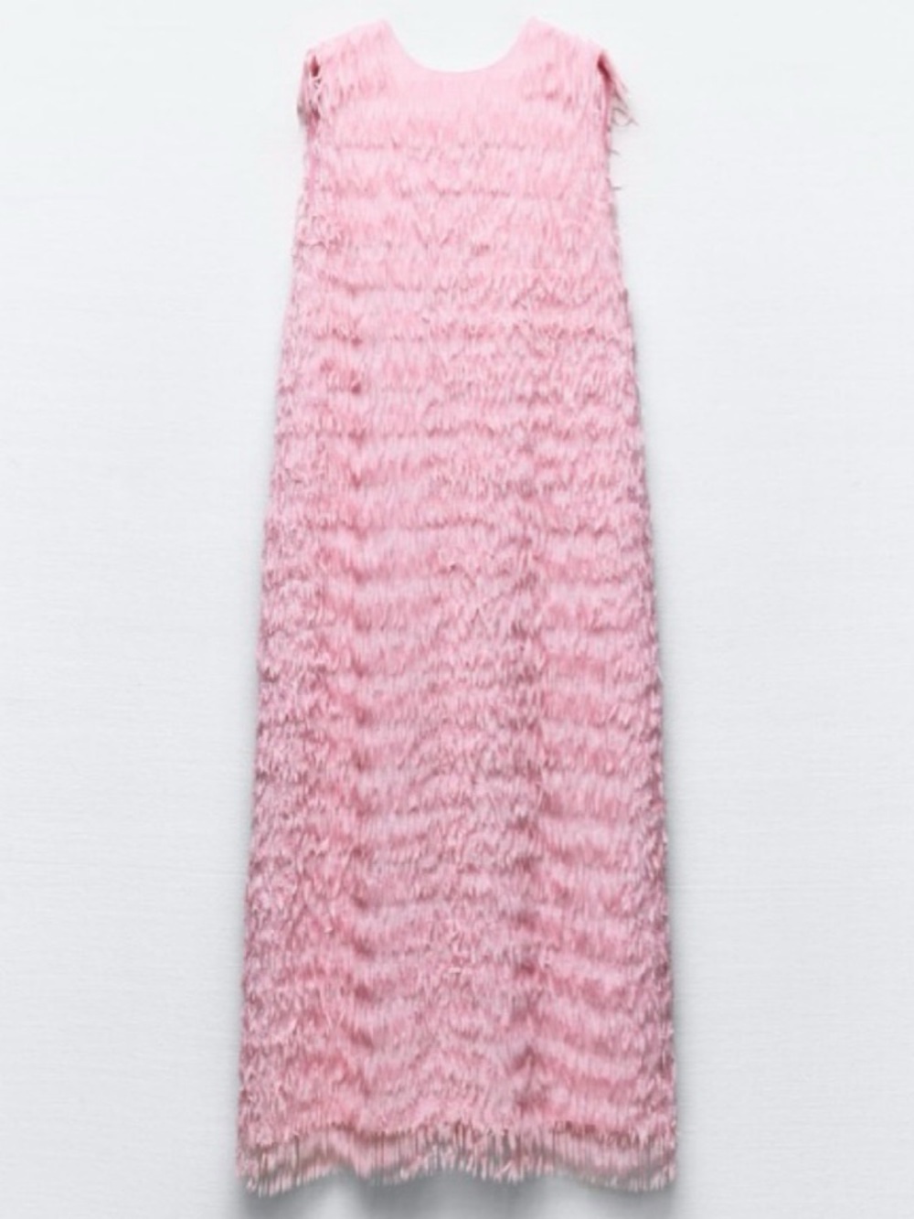 Zara Pink Fringe Midi Dress - Picture 2 of 3